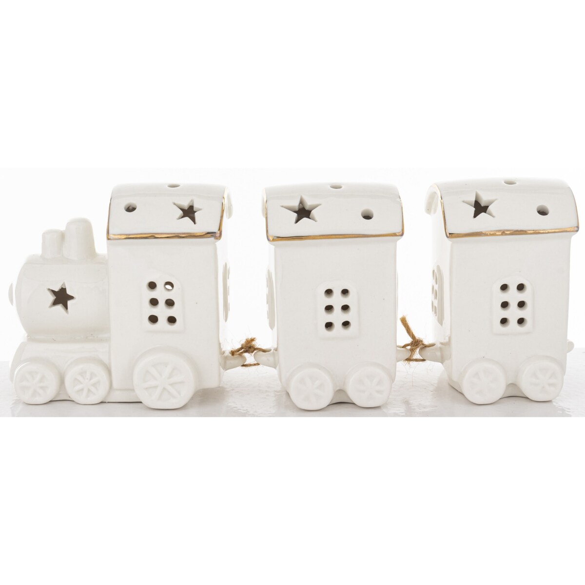 Dekoracja - ceramiczny pociąg LED 9x24x6 cm WHITE