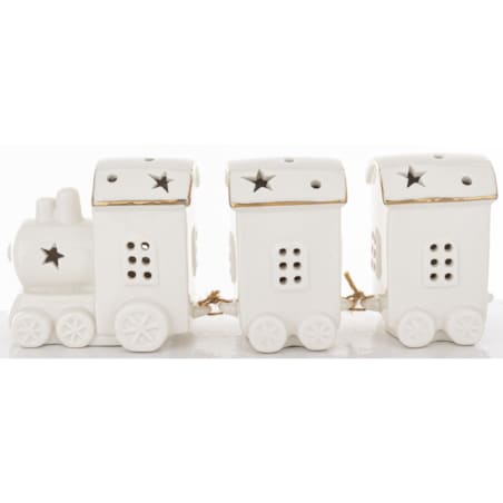 Dekoracja - ceramiczny pociąg LED 9x24x6 cm WHITE