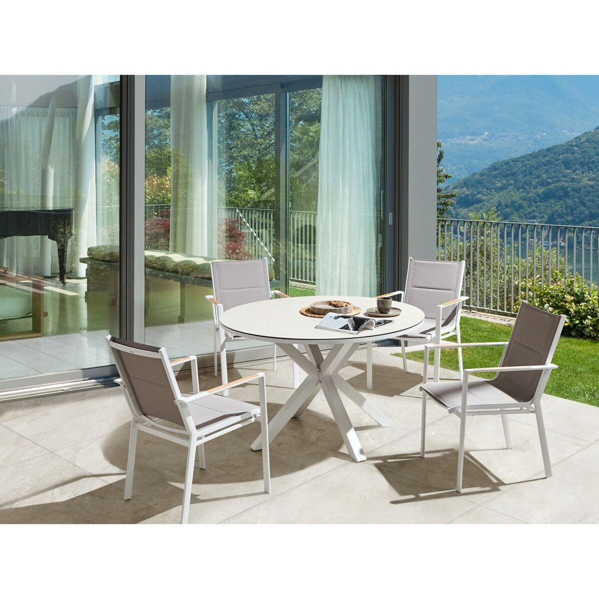 Zestaw ogrodowy stół i 4 krzesła szary MALETTO/BUSSETO