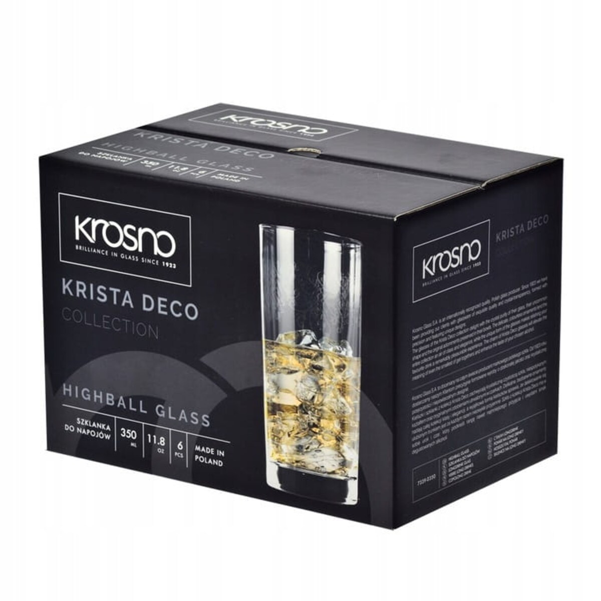 Szklanki Long do Drinków Wody Soku Krosno Krista Deco 350 ml ze Wzorem