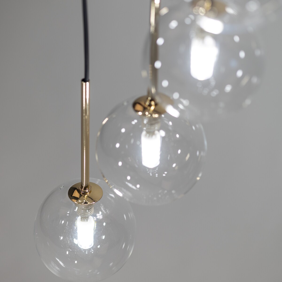 Duża lampa wisząca TK Lighting AURORA Transparent 62 cm 26xG9 czarno-złota szklana regulowana 10258