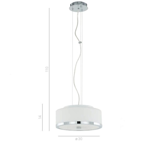 LAMPA wisząca LORIS MA01806CD-002 Italux okrągła OPRAWA zwis chrom biały
