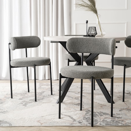 Krzesło Tapicerowane Do Salonu Jadalni Kuchenne Baranek Teddy Szare TULSA