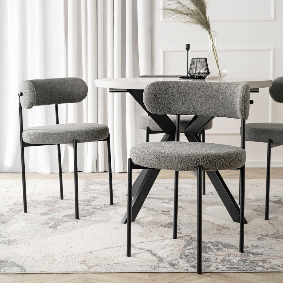 Krzesło Tapicerowane Do Salonu Jadalni Kuchenne Baranek Teddy Szare TULSA