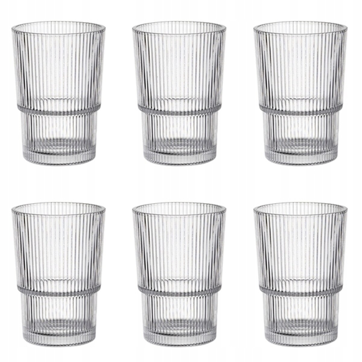 SZKLANKA WYSOKA 6szt 420 ml na wodę soki napoje drinki grill koktajl prążki