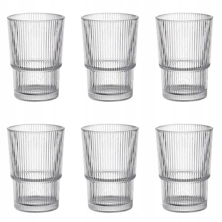 SZKLANKA WYSOKA 6szt 420 ml na wodę soki napoje drinki grill koktajl prążki