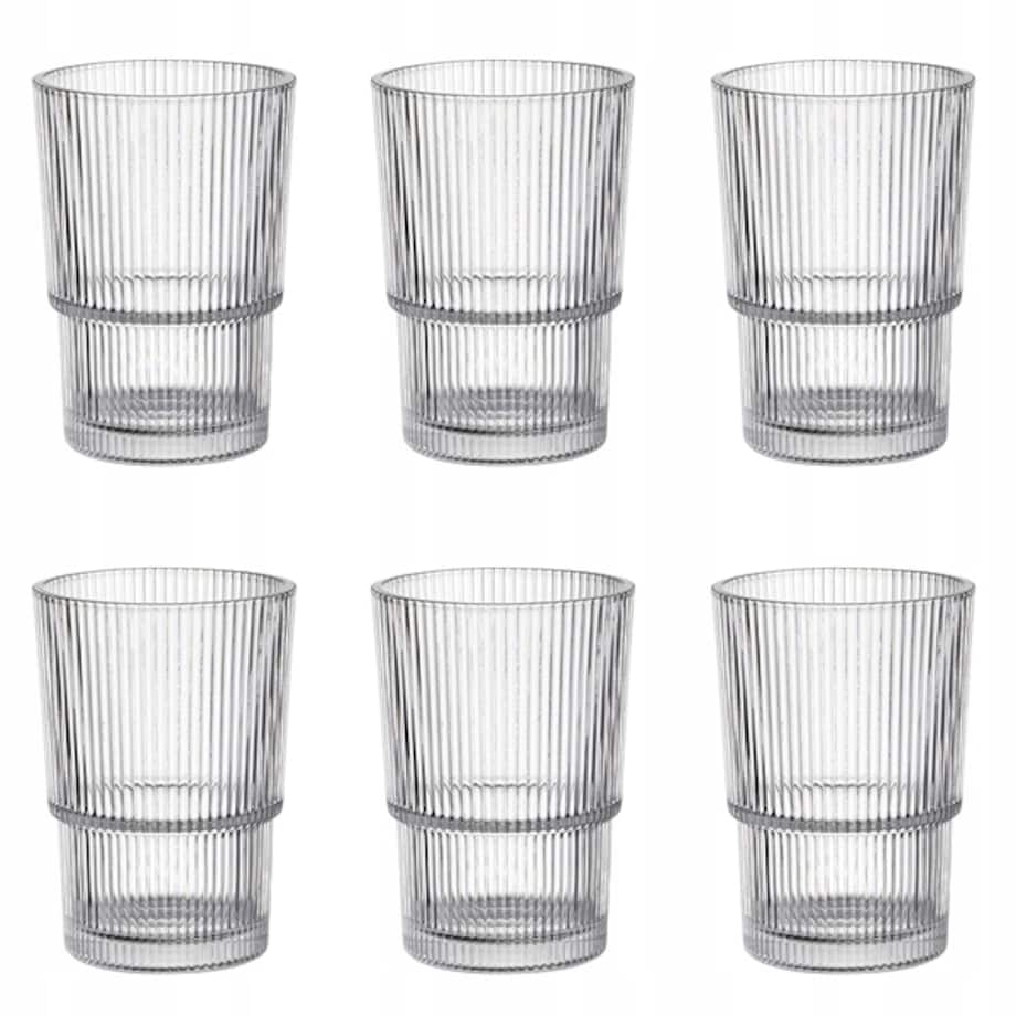 SZKLANKA WYSOKA 6szt 420 ml na wodę soki napoje drinki grill koktajl prążki