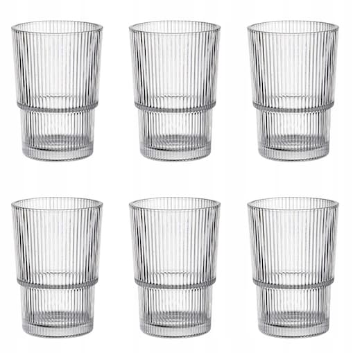 SZKLANKA WYSOKA 6szt 420 ml na wodę soki napoje drinki grill koktajl prążki