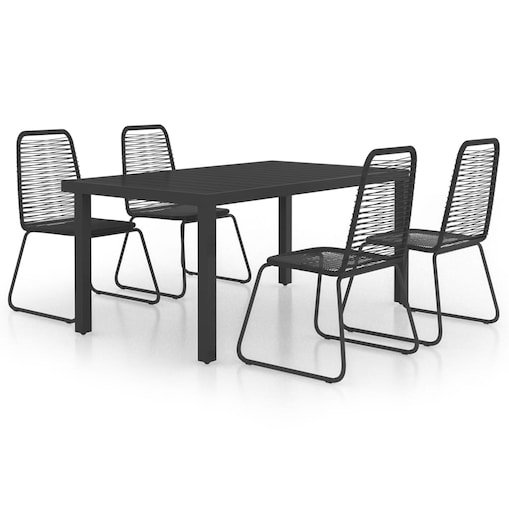 vidaXL 5-częściowy zestaw mebli ogrodowych, rattan PVC, czarny