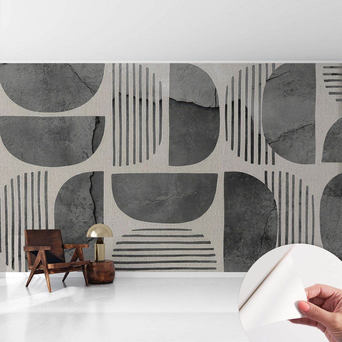 Fototapeta samoprzylepna 416x254 cm - Kształty geometryczne, tapeta ścienna szara