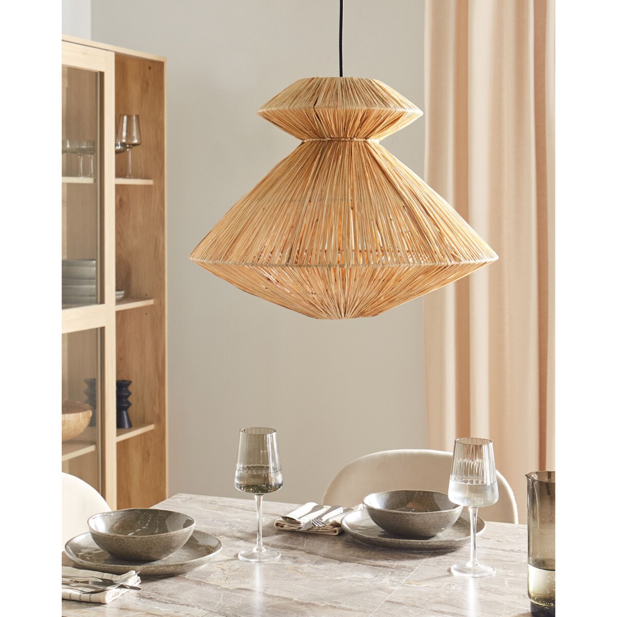 Lampa wisząca ze słomy naturalna KEDAYAN