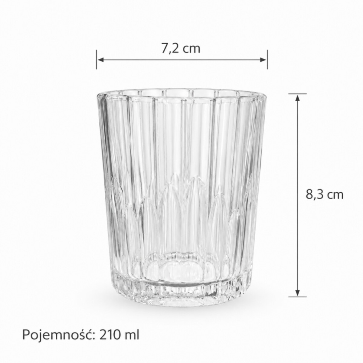 Zestaw 6 szt szklanek ryflowanych do latte, napojów, drinków 210ml SZK224ZESTAW6