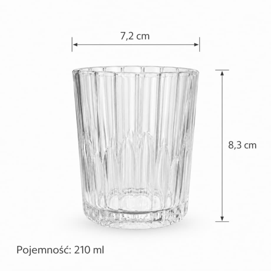 Zestaw 6 szt szklanek ryflowanych do latte, napojów, drinków 210ml SZK224ZESTAW6