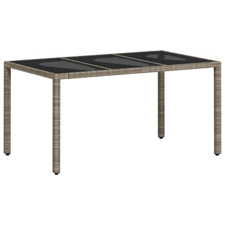 vidaXL Stół ogrodowy ze szklanym blatem, szary 150x90x75 cm, rattan PE
