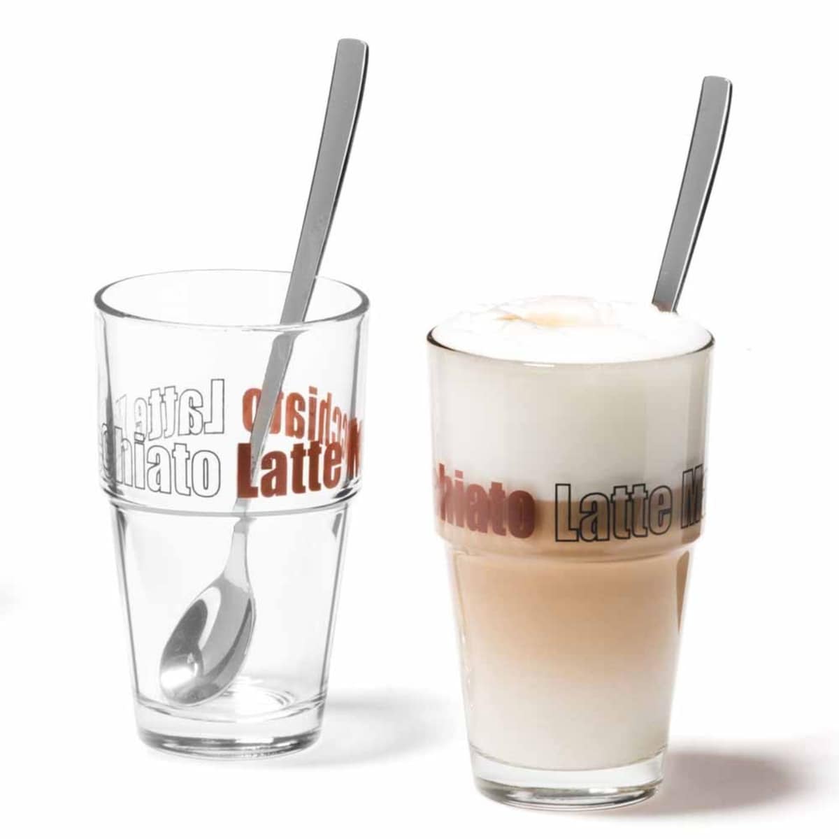 Zestaw 2 szklanek z łyżeczkami Latte Solo - Leonardo