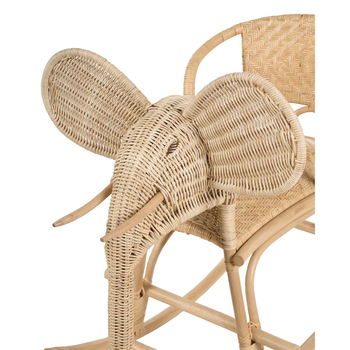 Rattanowy bujak na biegunach słoń naturalny AMPOLLINO