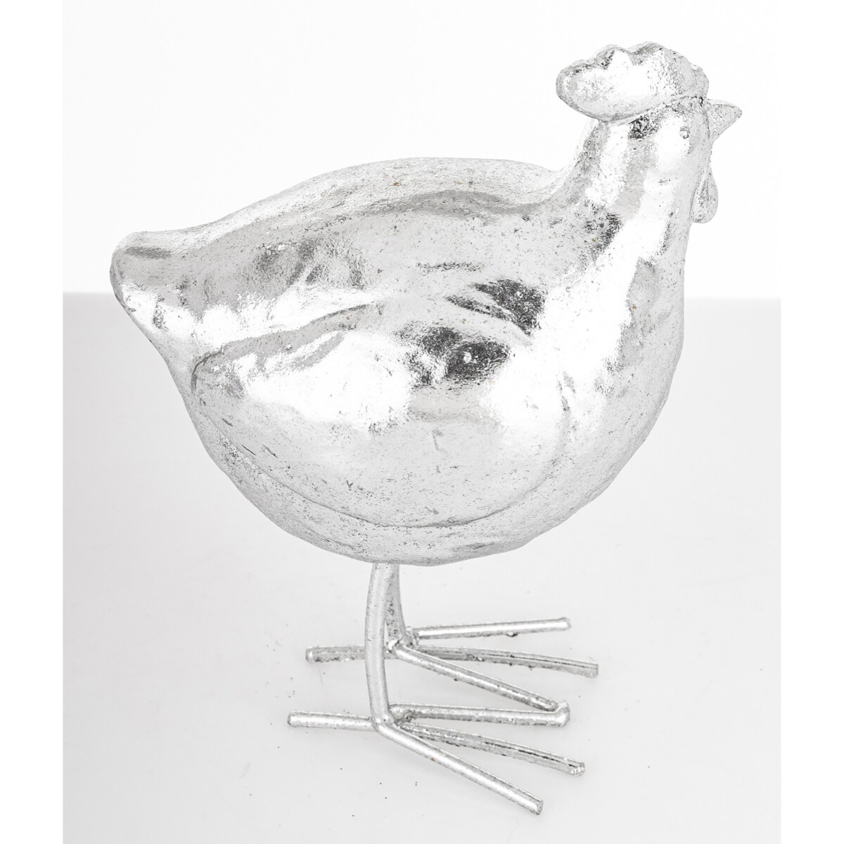 Dekoracja - kura 16x11,5x8 cm srebrna POLLAME