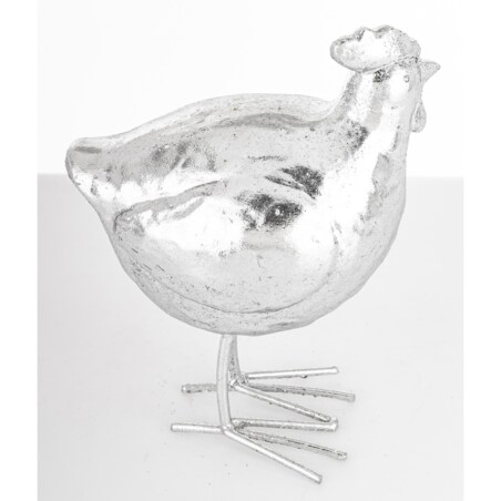 Dekoracja - kura 16x11,5x8 cm srebrna POLLAME