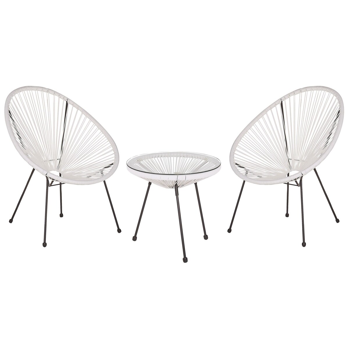 Zestaw mebli balkonowych z technorattanu biały ACAPULCO II