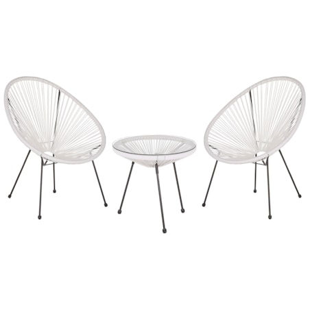 Zestaw mebli balkonowych z technorattanu biały ACAPULCO II