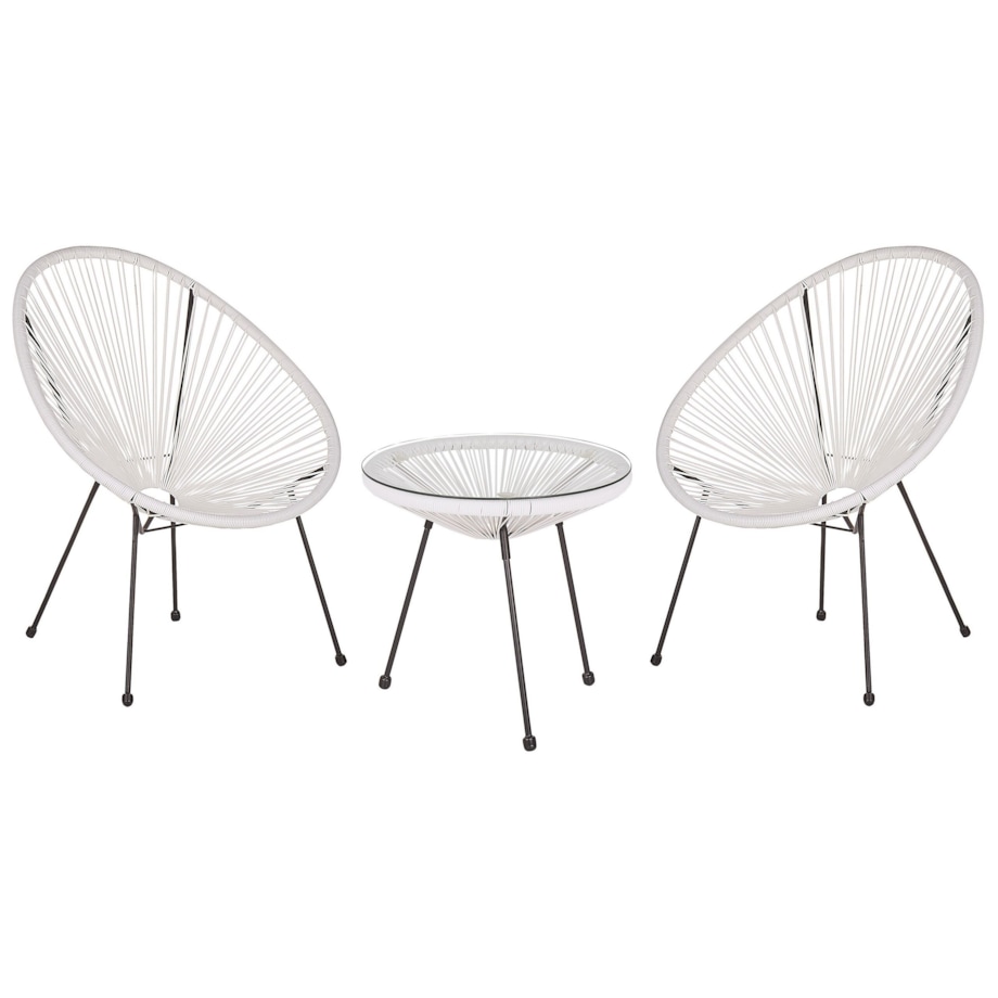 Zestaw mebli balkonowych z technorattanu biały ACAPULCO II