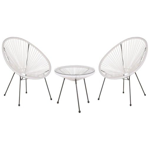 Zestaw mebli balkonowych z technorattanu biały ACAPULCO II