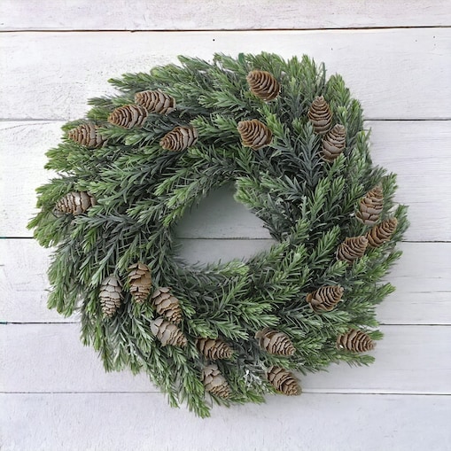 Sztuczny wianek świąteczny z jodły z szyszkami 38 cm