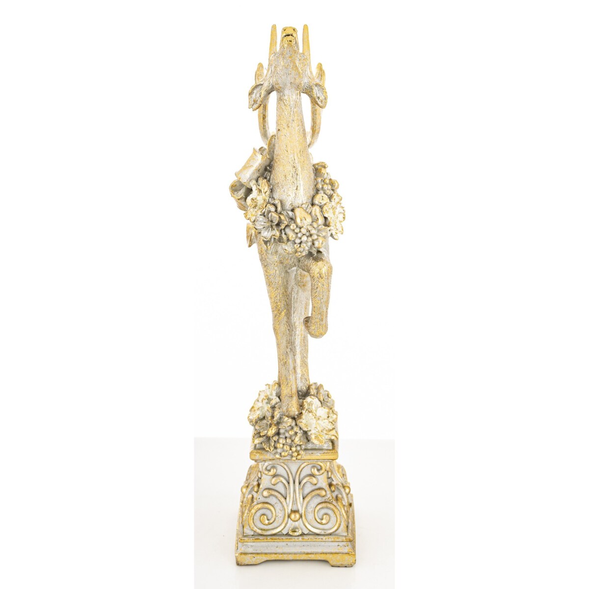 Figurka - złoty jeleń 41x18x9 cm stojący na postumencie