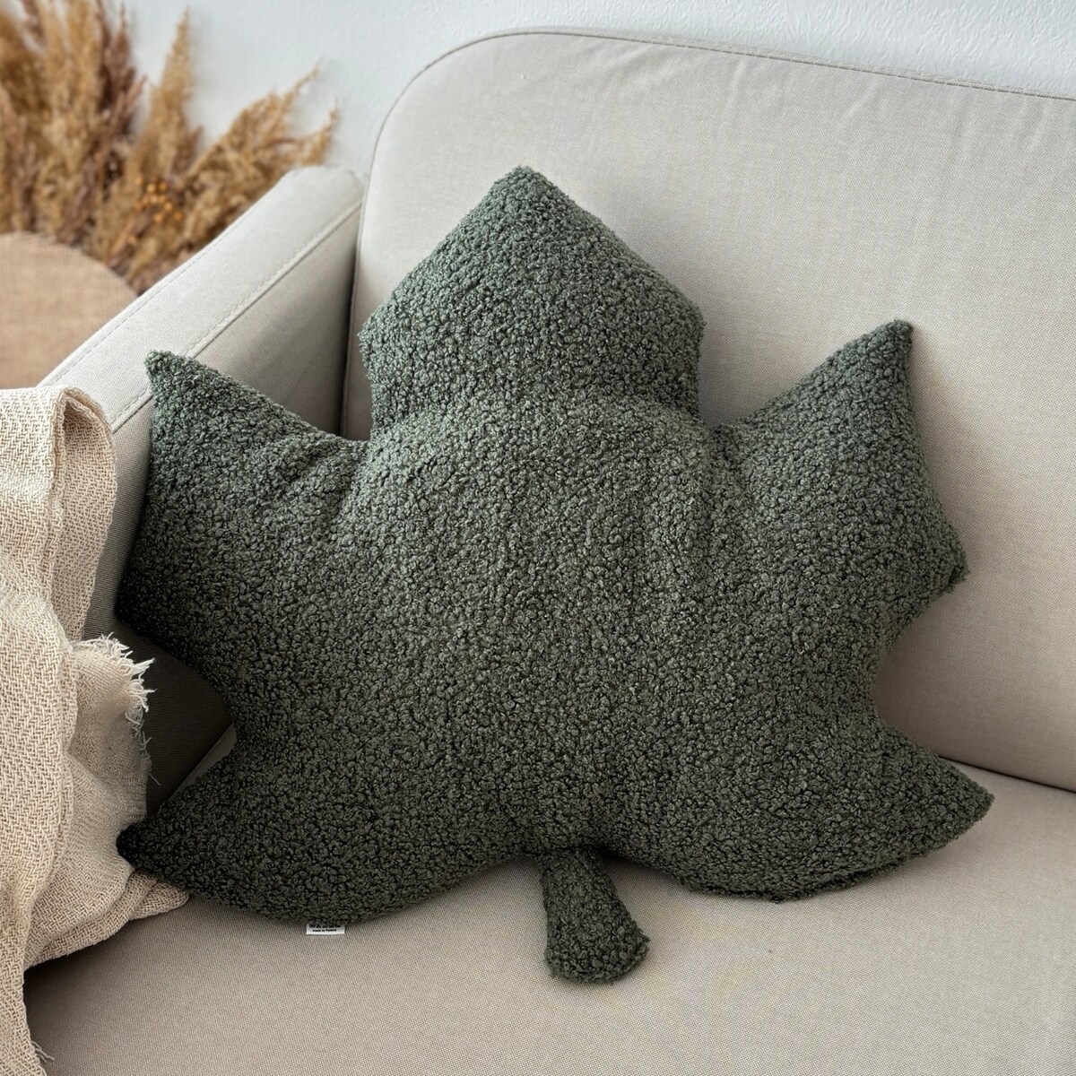 Poduszka jesienna liść Klon zielony boucle