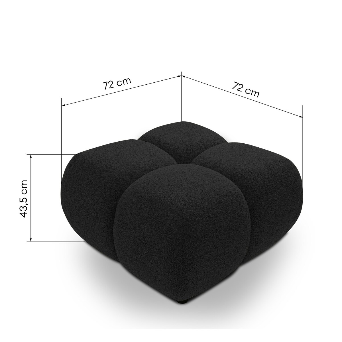 Pufa poczwórna PALIA - III bouclé 43,5x72x72 czarna