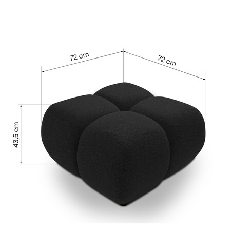 Pufa poczwórna PALIA - III bouclé 43,5x72x72 czarna