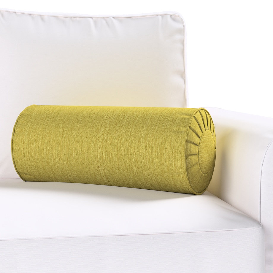 Poduszka wałek z zakładkami, zielony szenil, Ø20 x 50 cm, Chenille