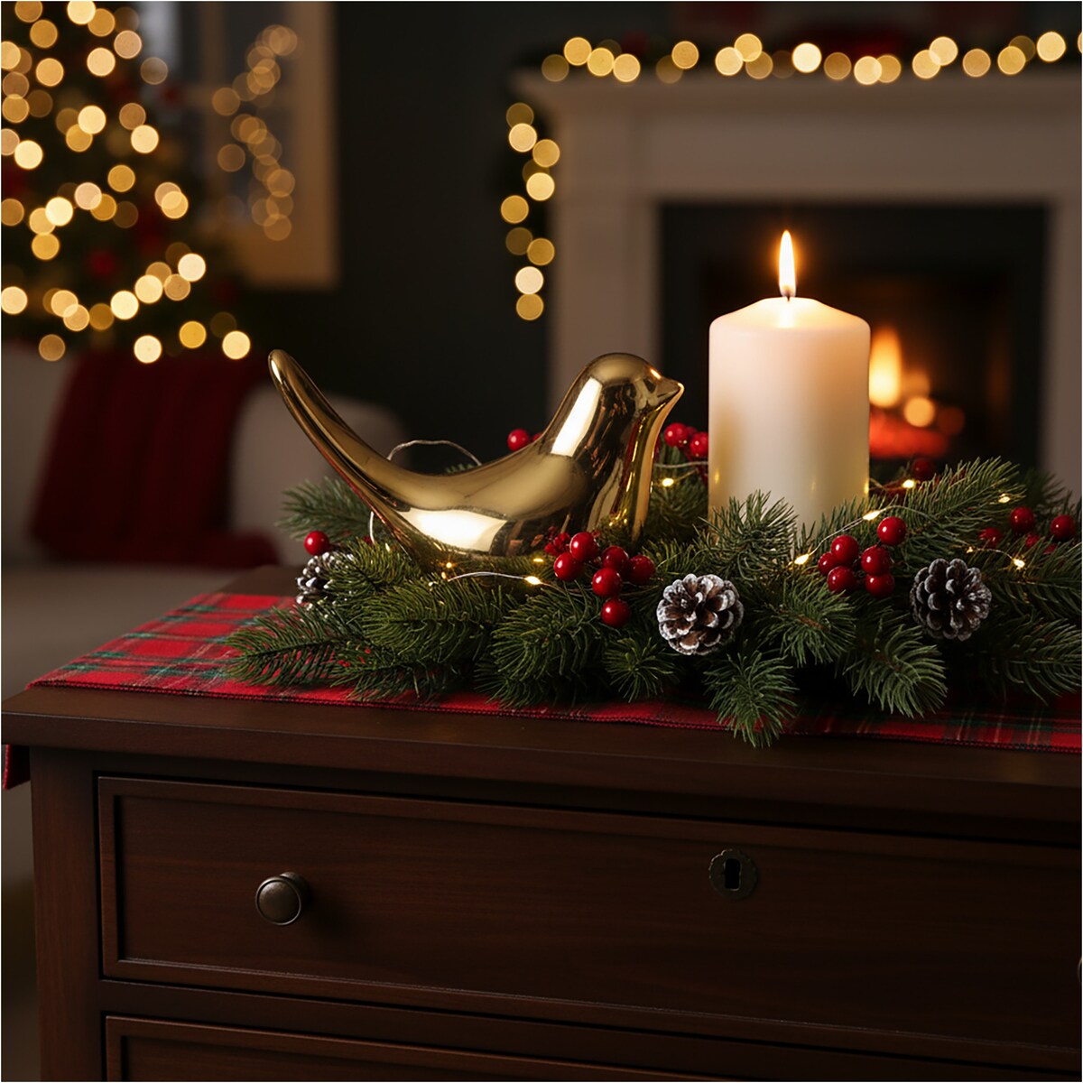 Szklany Ptaszek Dekoracyjny Świąteczny Złoty Ozdoba Na Stół 10 cm