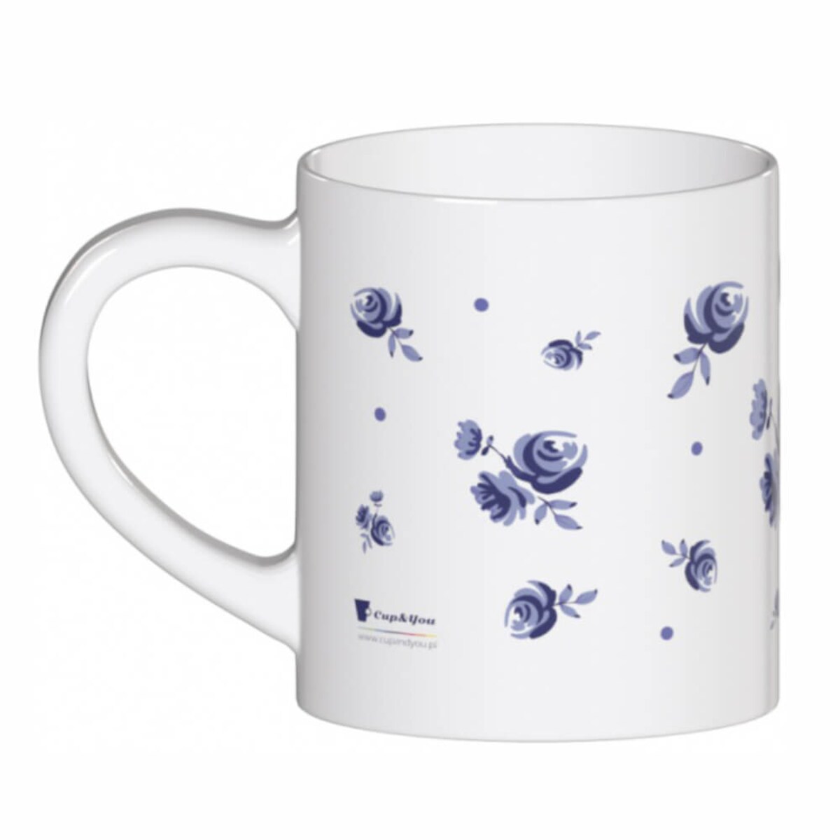 Duży elegancki kubek ceramiczny z motywem szafirowych pąków 250ml prezent upominek na Dzień Babci i Dziadka dla niej niego