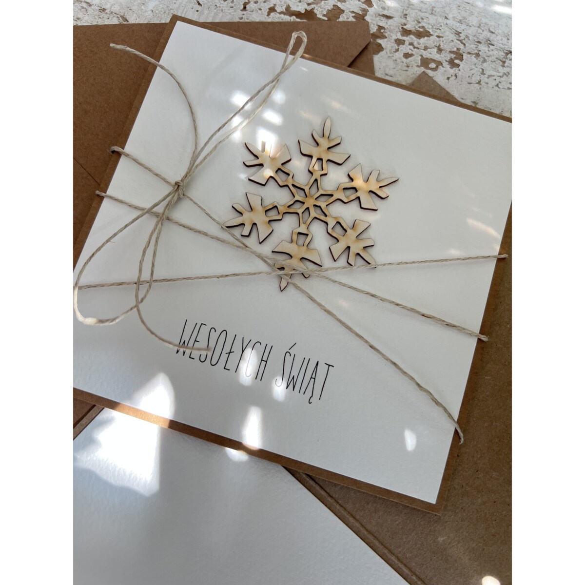 Wyjątkowa ręcznie robiona kartka świąteczna na Boże Narodzenie na piękne życzenia świąteczne - prezent