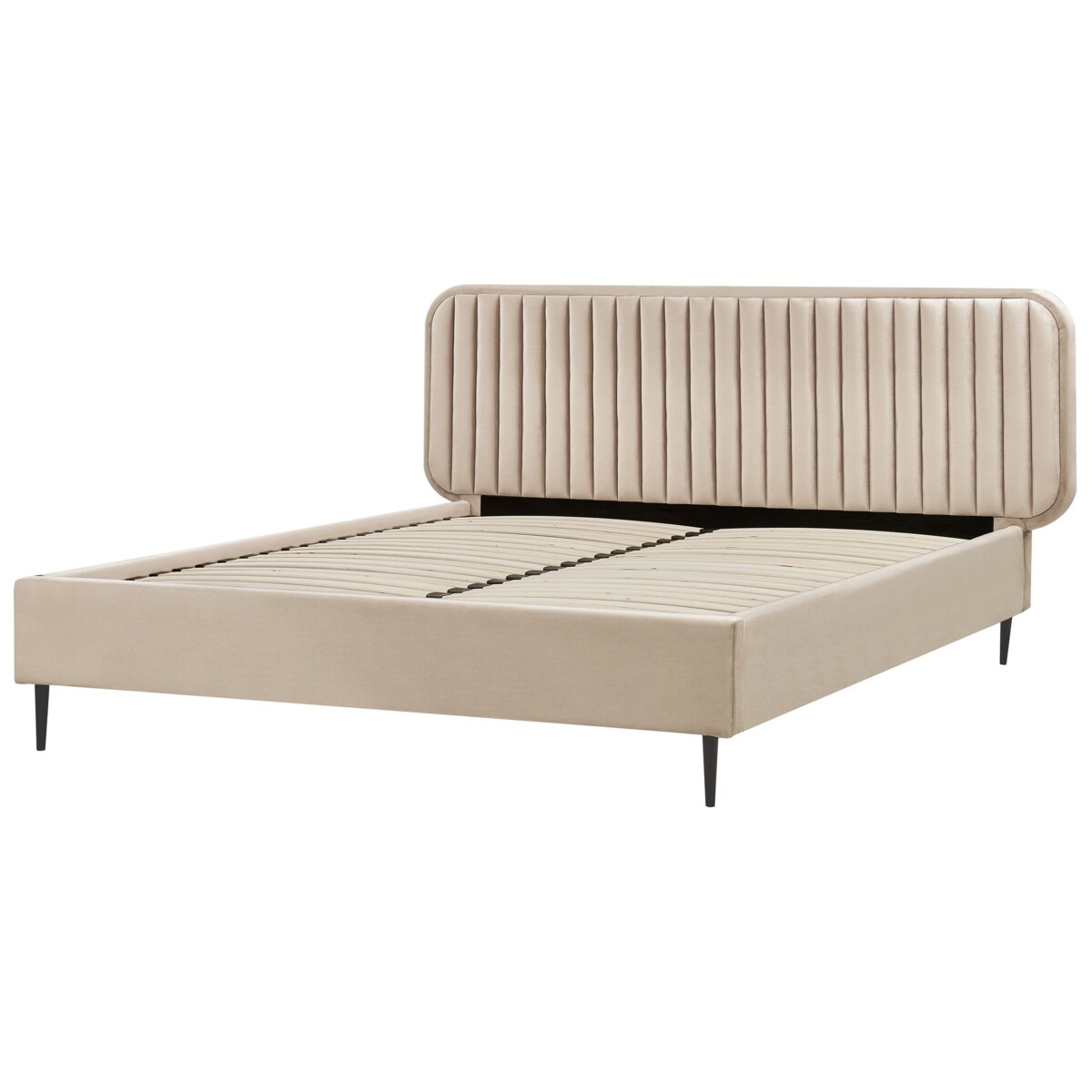 Łóżko welurowe 160 x 200 cm beżowoszare BRIN