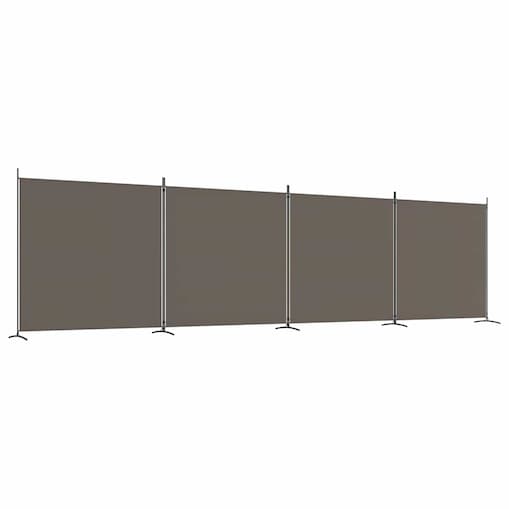 vidaXL Parawan 4-panelowy, antracytowy, 698x180 cm, tkanina