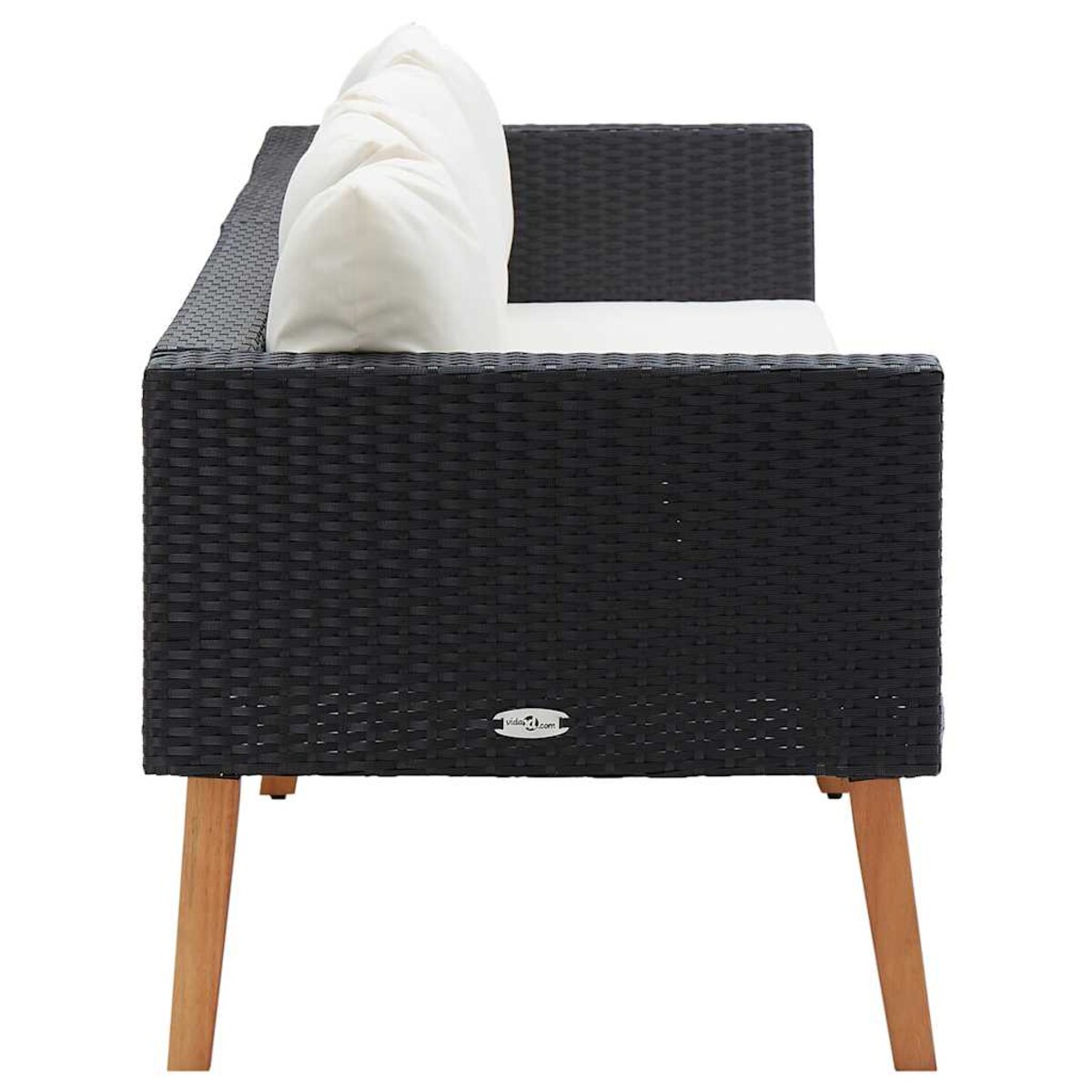 vidaXL 3-osobowa sofa ogrodowa z poduszkami, rattan PE, czarny