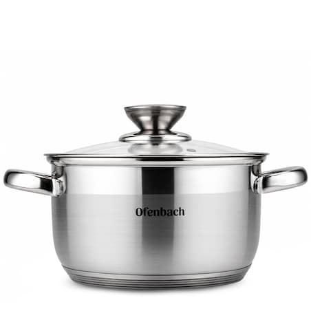Garnek ze stali nierdzewnej z pokrywką 2.4L indukcja gaz OFENBACH