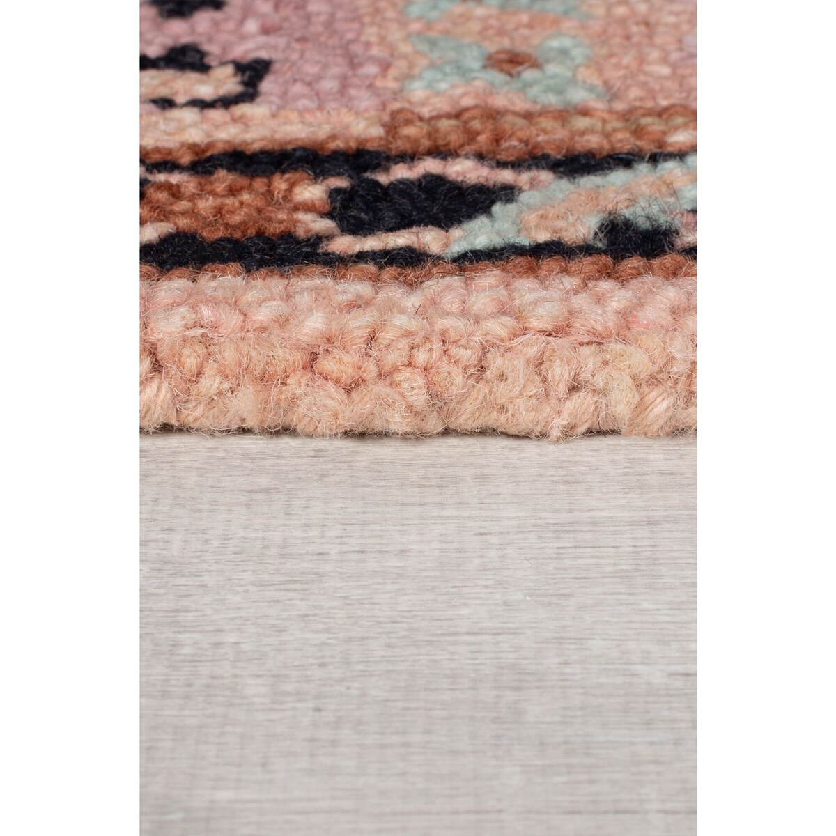 Dywan Wełniany Klasyczny Wool Loop Blossom Różowy/Czarny 160x230