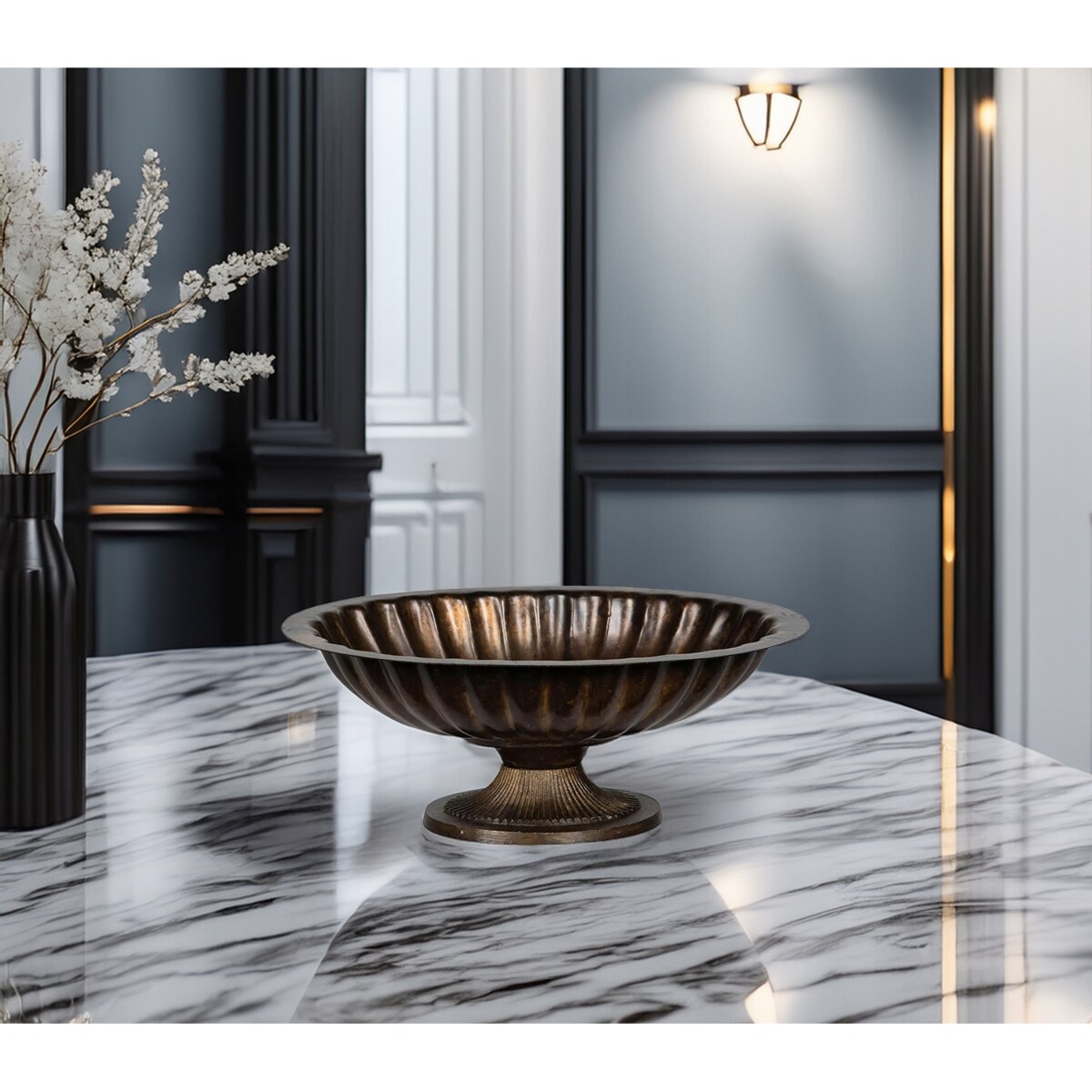 MISA NA NÓŻCE MISKA NA OWOCE 33cm patera retro dekoracje ozdoby brązowa