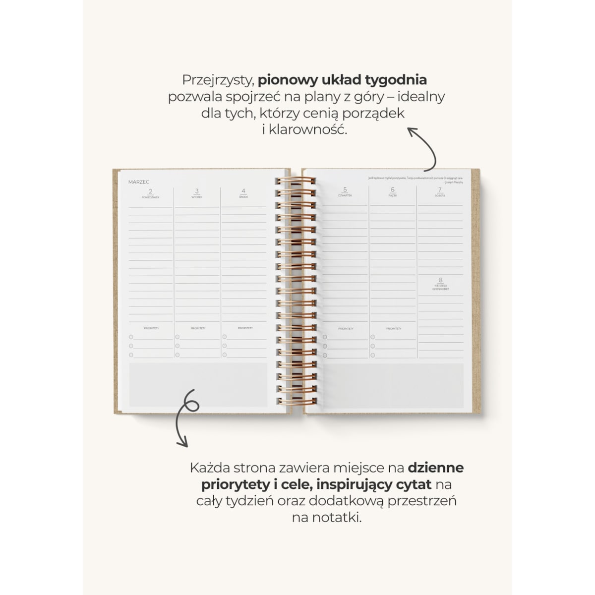 Planner Tygodniowy 2026 na spirali – Ember