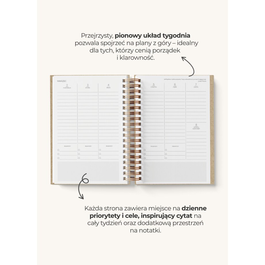 Planner Tygodniowy 2026 na spirali – Ember