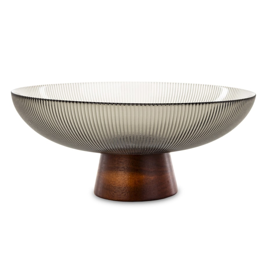 Patera szklana na podstawce 11x25,5x25,5 cm LAKSA szara