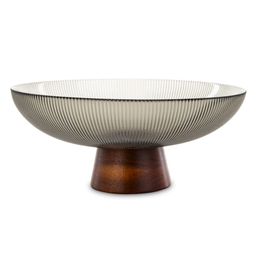 Patera szklana na podstawce 11x25,5x25,5 cm LAKSA szara