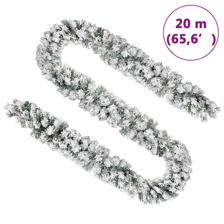 vidaXL Świąteczna girlanda pokryta śniegiem, zielona, 20 m, PVC