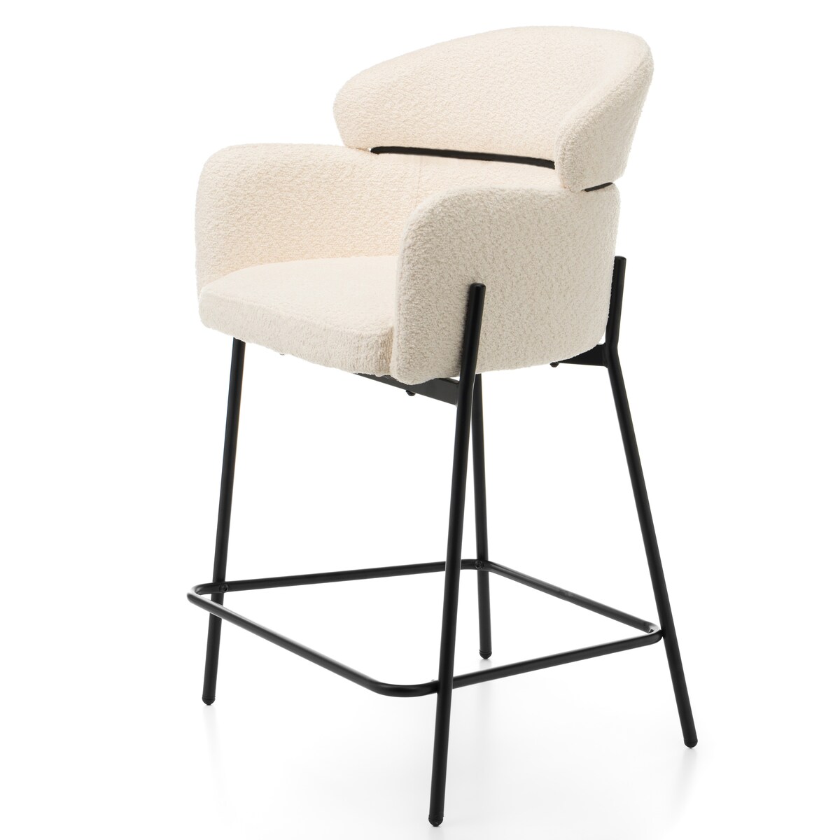 Hoker tapicerowany boucle do salonu BOLZANO jasnobeżowy ecru