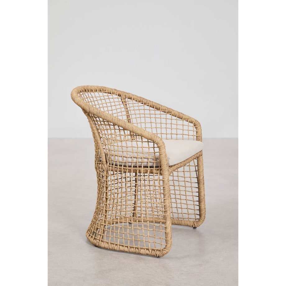 Krzesło ogrodowe z podłokietnikami ze stali i syntetycznego rattanu Liparian