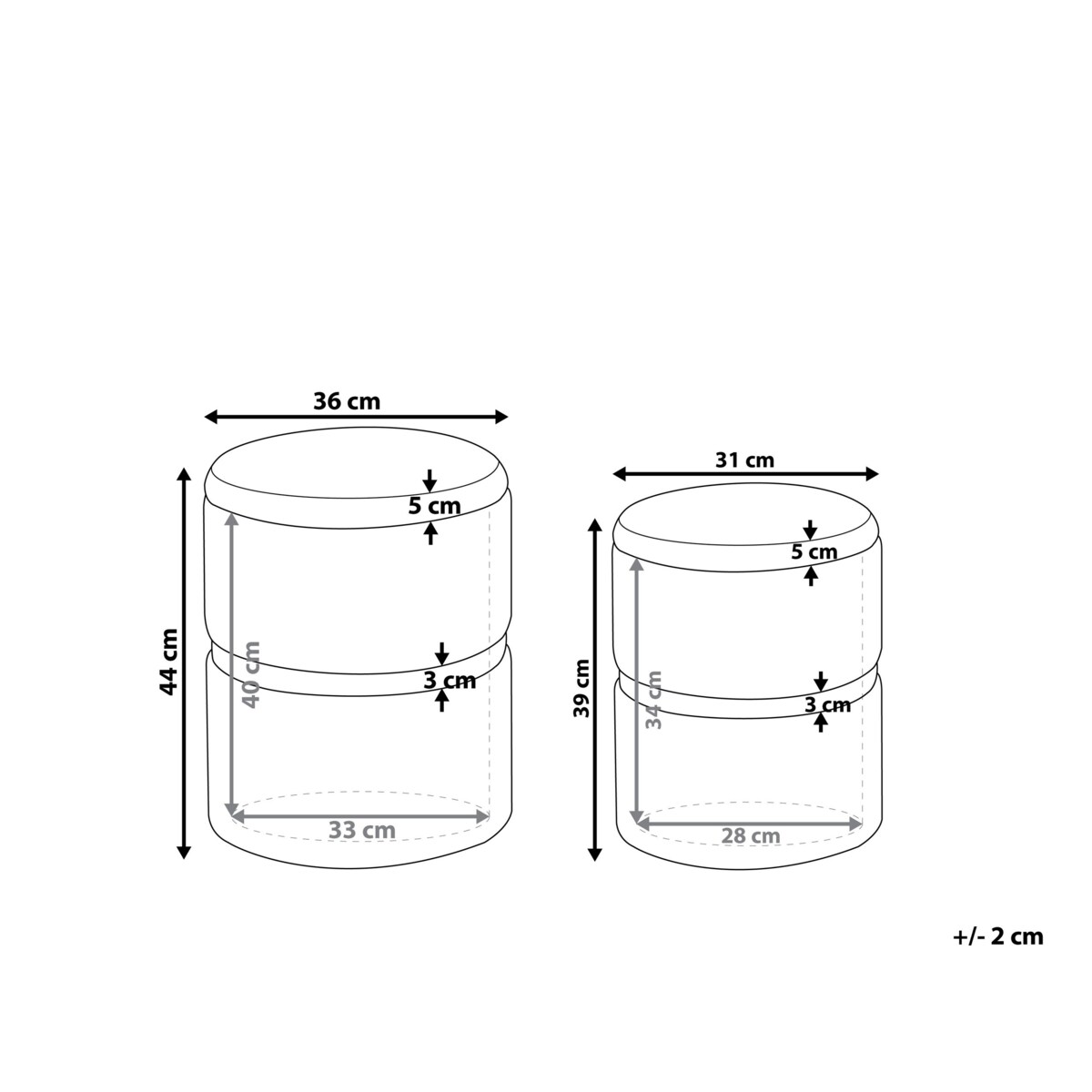 Zestaw 2 pufów ze schowkiem brązowy WICHITA