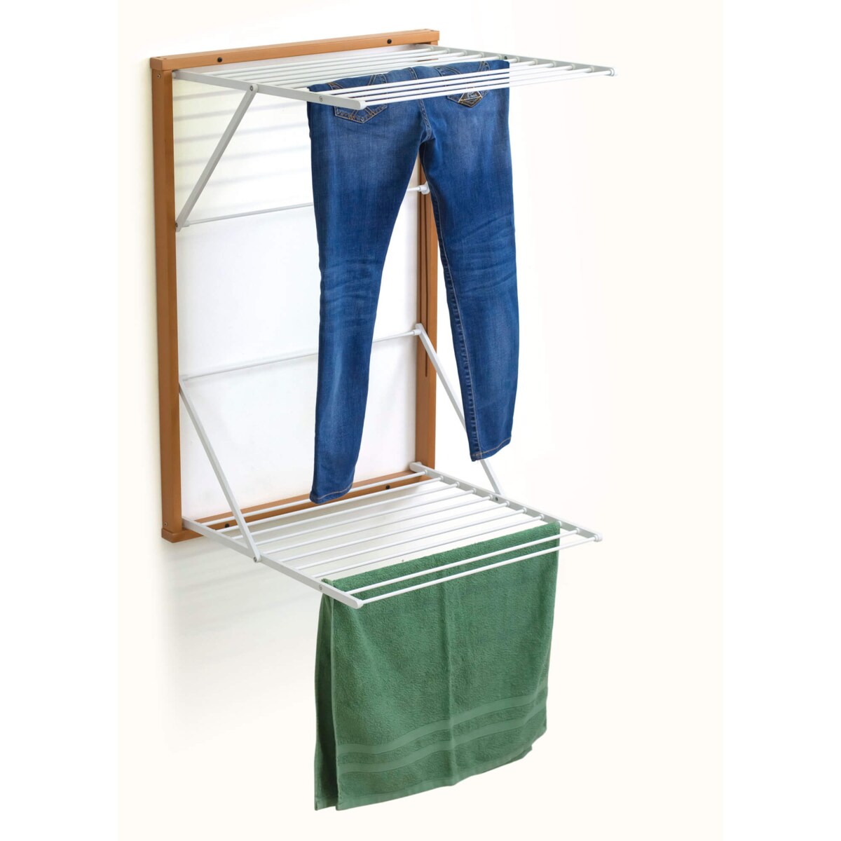 ARREDAMENTI KORAL Naścienna suszarka na pranie - 98 x 69 cm, Brązowy